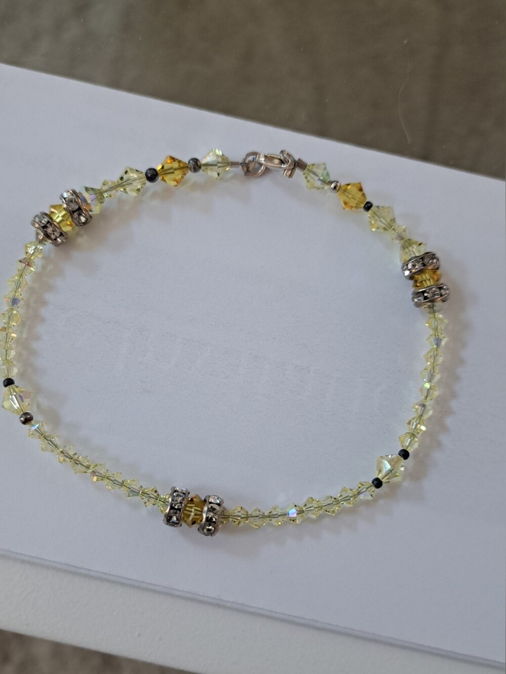 Delicate Yellow Swarovski Crystal Beaded Ankle Bracelet,9 Inches
